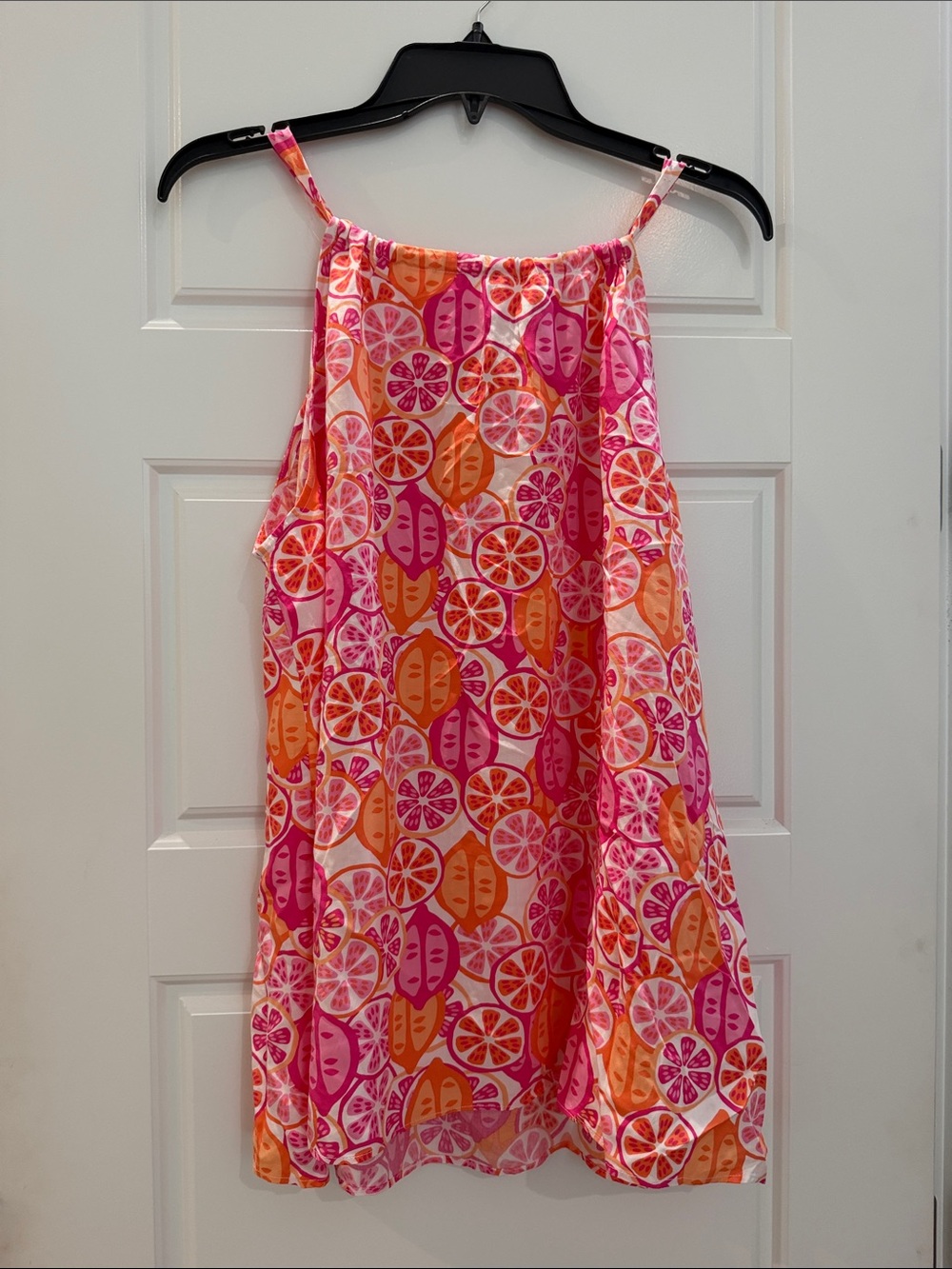 Crown & Ivy Bright Citrus Print halter style neck - Pink & Orange